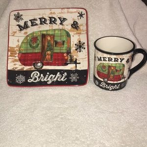 Merry & Bright Home For Christmas Plate and Mug - by Certified International